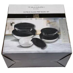 TAHARI Home Glass Nesting Prep Bowl‎ Set Stackable 10-Pc Kitchen Cooking Baking